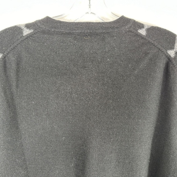 Davis & Squire Men's Size XXL Extra Fine Merino Wool Black Argyle Sweater - Picture 8 of 10